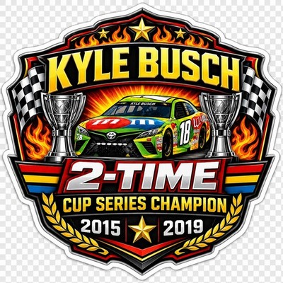 2015 2019 Kyle Busch 2-Time Cup Series Champion Sticker 4 Inch Decal NASCAR Fan