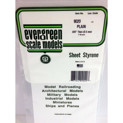 Evergreen 9020 Styrene Plastic Plain Sheet 0.020'' x 6'' x 12''  (3)