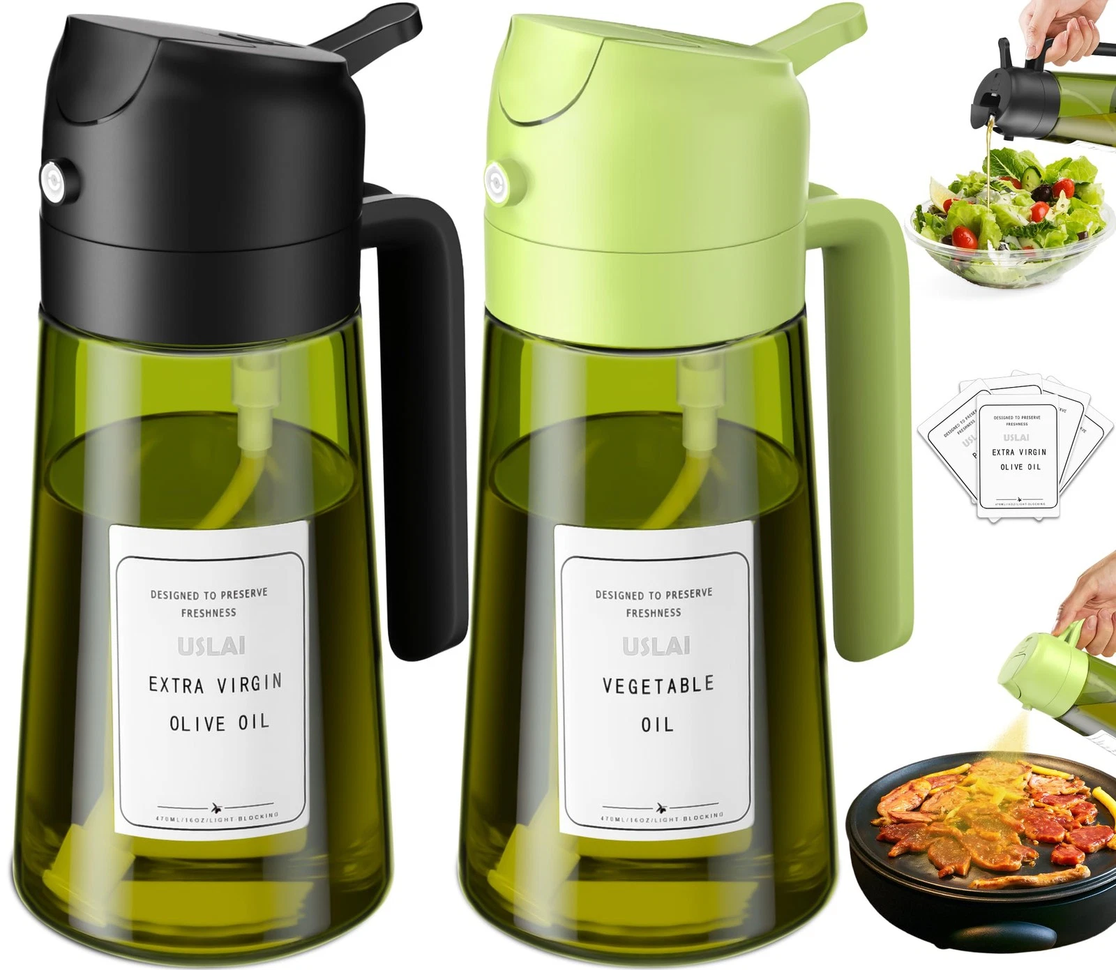 16oz Olive Oil Sprayer 2 in 1 Glass Bottle Dark Green
Opens in a new window or tab