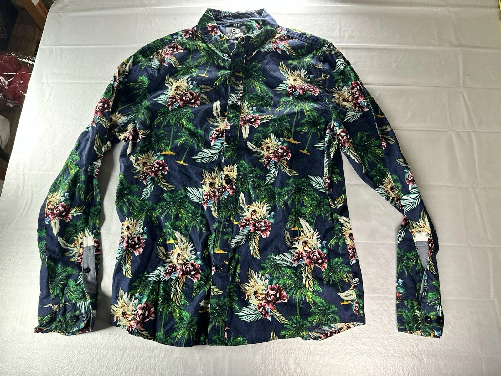 Ecko Unlimited Mens Button Up Colorful Multicolor Hawaiian Floral Shirt XL