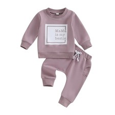Toddler Baby Girl Clothes Long Sleeve Letter Print Sweatshirt and Stretch Jog...