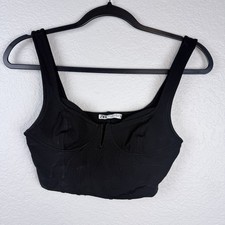 Zara Women's Black Corset Crop Top Bra Size S