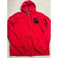 Polo Jeans Co Ralph Lauren Red Full Zip Hoodie RL 67 Patch Mens Medium