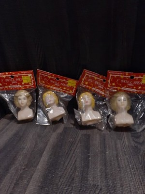 Fibre Craft Doll Head Lot 3  & 2.75 Inch Closed Eyes Open  Blonde  Vintage 