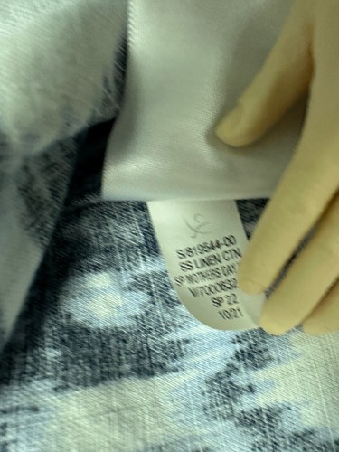 Gap Camp Shirt Men Medium Geometric Abstract Button Up Linen Blend Blue Outdoors - Picture 5 of 18