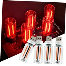 4 PCS USB Car Lights, Touch Dimmable Retro Mini Glass Bottle LED 4 pcs Red