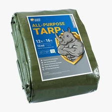 Heavy Duty Tarp 12x16 Feet Green Multi Purpose Thick Waterproof Poly Tarp 10mil