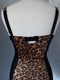 Dita Von Teese Von Follies Leopard Print Black Stretch Fitted Corset Basque 34D