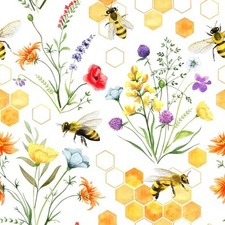 Papier peint peler et coller décor fleurs et abeilles soi fleurs sauvages et abeilles