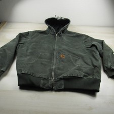 Carhartt Jacket Mens 2XL XXL Moss Green J130 MOS Quilted Lined Canvas Zip Hoodie