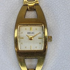 Relic By Fossil Ladies Square Dial Gold Tone Bracelet Dress Watch ZR33504
