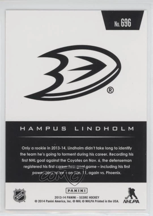2013-14 Panini Rookie Anthology Score Update Gold Hampus Lindholm #696 RC - Image 2 of 2
