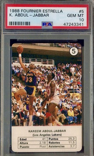 PSA 10 Kareem Abdul-Jabbar 1988 NBA Stars Spanish Promo Jersey #33 @ Cert Number