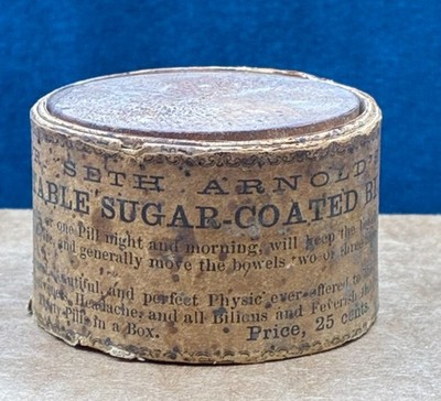 VTG Pill Box Dr Seth Arnold's Wood Indian Bilious C1900 Rare Not For Consumption