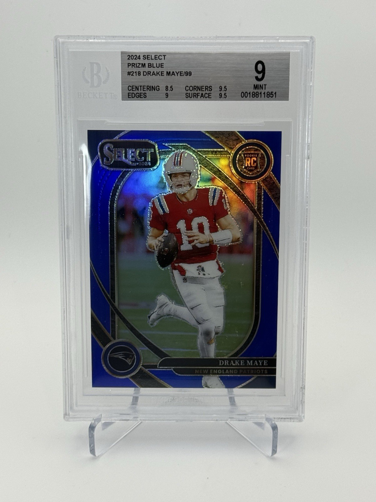 2024 Panini Select - Club Level Drake Maye #218 Blue Prizm /99 (RC) BGS 9 Pats