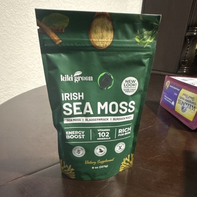 kiki green Sea Moss Powder with Bladderwrack & Burdock Root Energy Boost 8oz