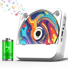 Portable CD Player with Bluetooth HiFi Speakers FM USB AUX LED Remote 2000mAh