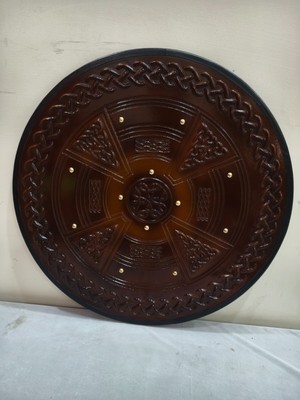 Medieval Shield Viking Shield 24'' Wooden Dark Brown Painted Handmade Designer