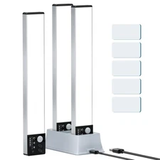 Under Cabinet Lighting with Charging Station, 3 Pack Rechargeable Dimmable Mo...