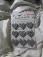 Silver Glitter Epoxy Heart Stickers Valentine's Day Card Making Crafts Scrapbook