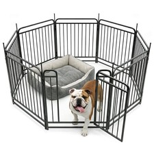 8-Panel Dog Playpen Outdoor, 32" Height Metal Outdoor Dog Fence with gate for...
