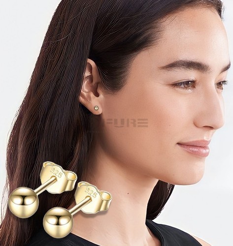 9ct Yellow Gold Ball Stud Earrings 3mm 4mm 5mm 6mm 7mm 8mm Pair