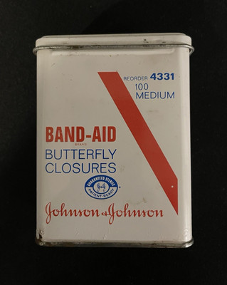 Vintage Johnson And Johnson Band-Aid Tin of Butterfly Closures & Curad Bandaids