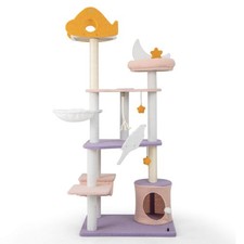 Cat Tree Cats Multi-level Cat Tower w/ Sisal Covered Scratching Posts, Hammock