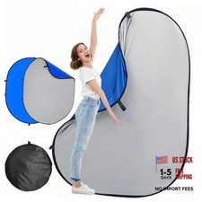 5  6.5 Ft Collapsible Backdrop Pop Up Screen with 5 6.5ft /1.5 2m Gray Blue