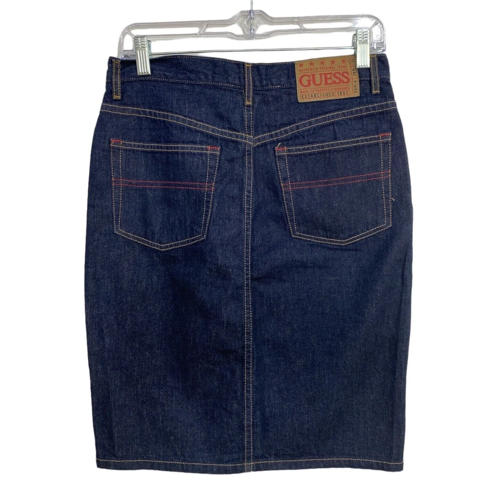 GUESS? Falda vaquera para mujer JEANS talla 26 azul lápiz abertura frontal cintura alta Foto 2 de 4