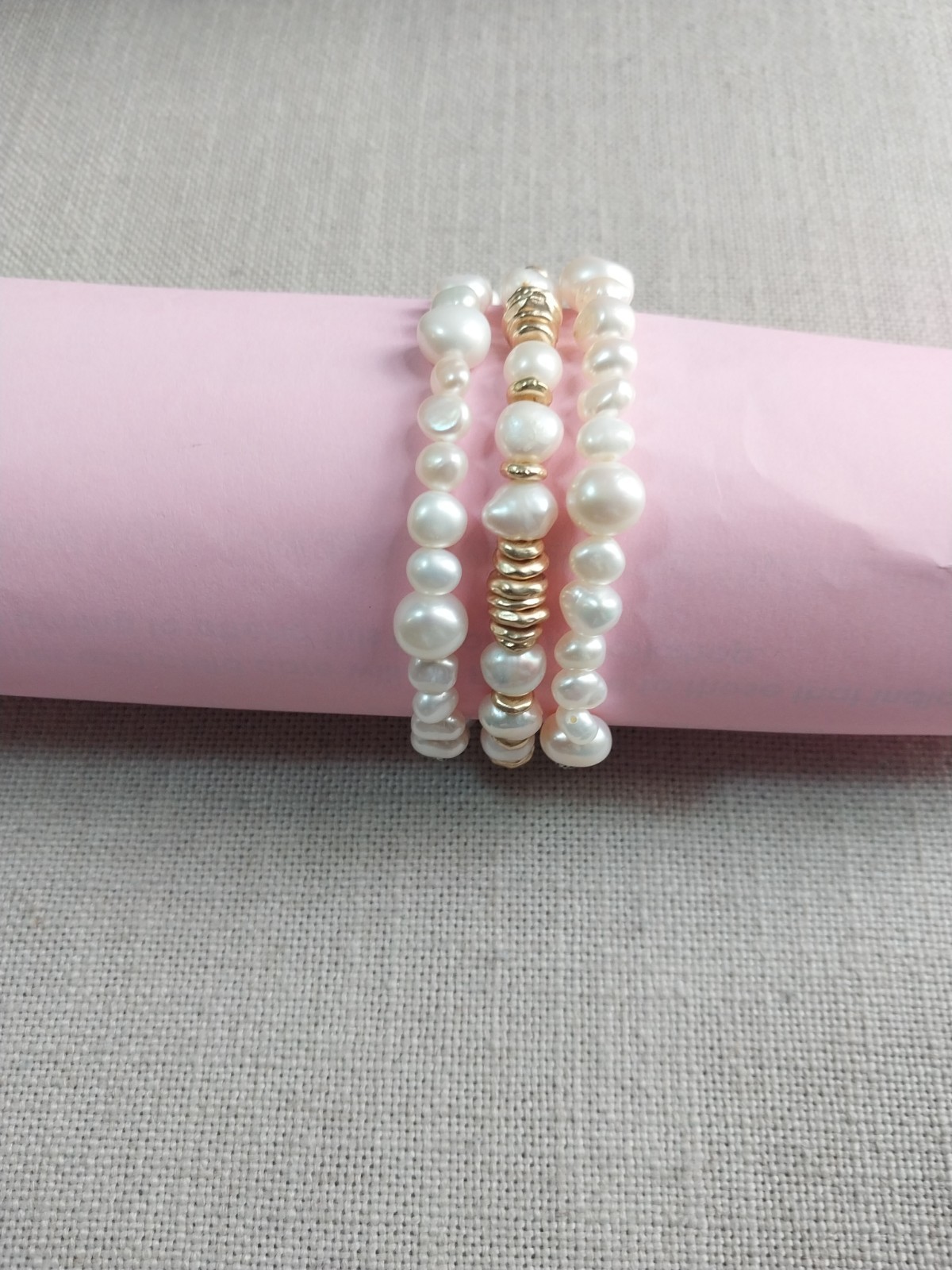 3 Freshwater Pearl Stackable Stretch Bracelets  L… - image 6
