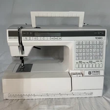Husqvarna Viking 1090 Sewing Machine & Carry Case + Foot Pedal & Cords ~ WORKING