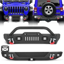 Front And Rear Bumper For 2007-2018 Jeep Wrangler Jk Jku Wled Light Winch Plate