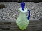 Fenton Vaseline opalescent hobnail wine decanter