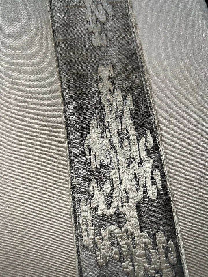 "Cortinas plisadas interlineadas cuadrilla cuadrilla personalizadas ~ beige con adornos ~ 94"" L org $1750" Foto 2 de 4