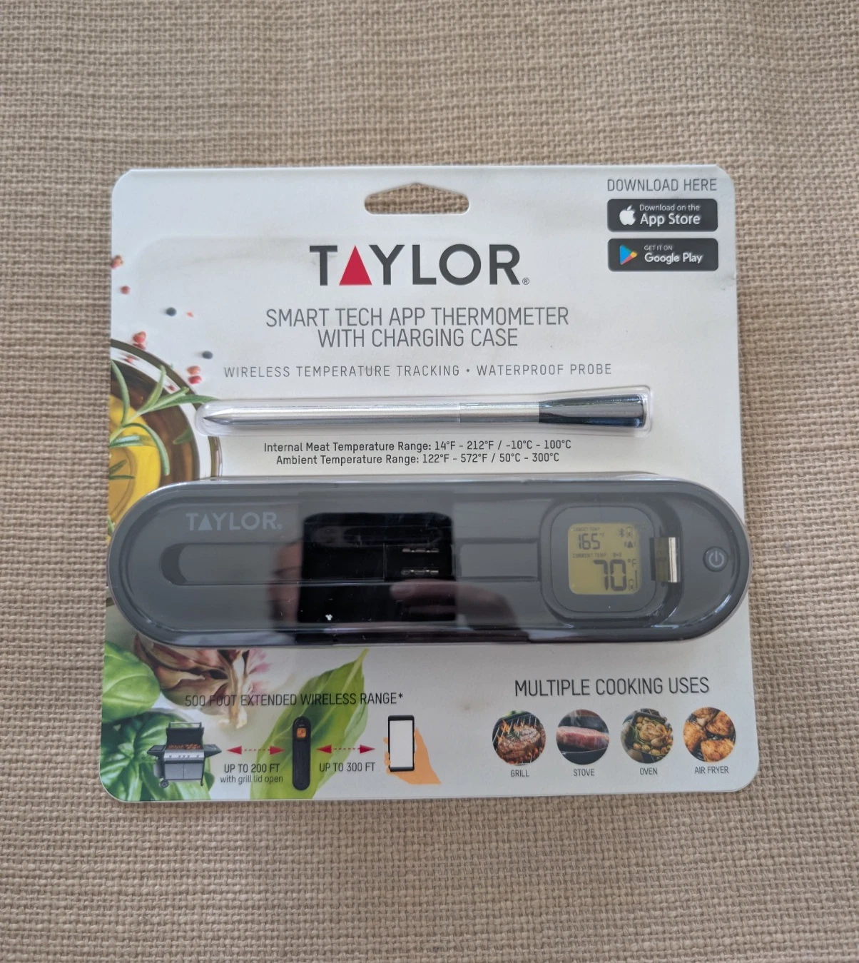 Taylor Smart Tech App Wireless Digital Cooking Kitchen Meat Thermometer 5309295