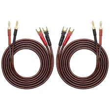 XMSJSIY HiFi OFC Speaker Wire with Spade Plug to Banana Plug Speaker Jumper C...