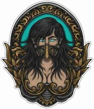 Gas Mask Girl Biohazard Poison Toxic Car Bumper Vinyl Sticker Decal 4"X5"