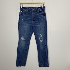 Anthropologie PILCRO The Vintage Straight Women  s Blue Jeans Distressed Size 28