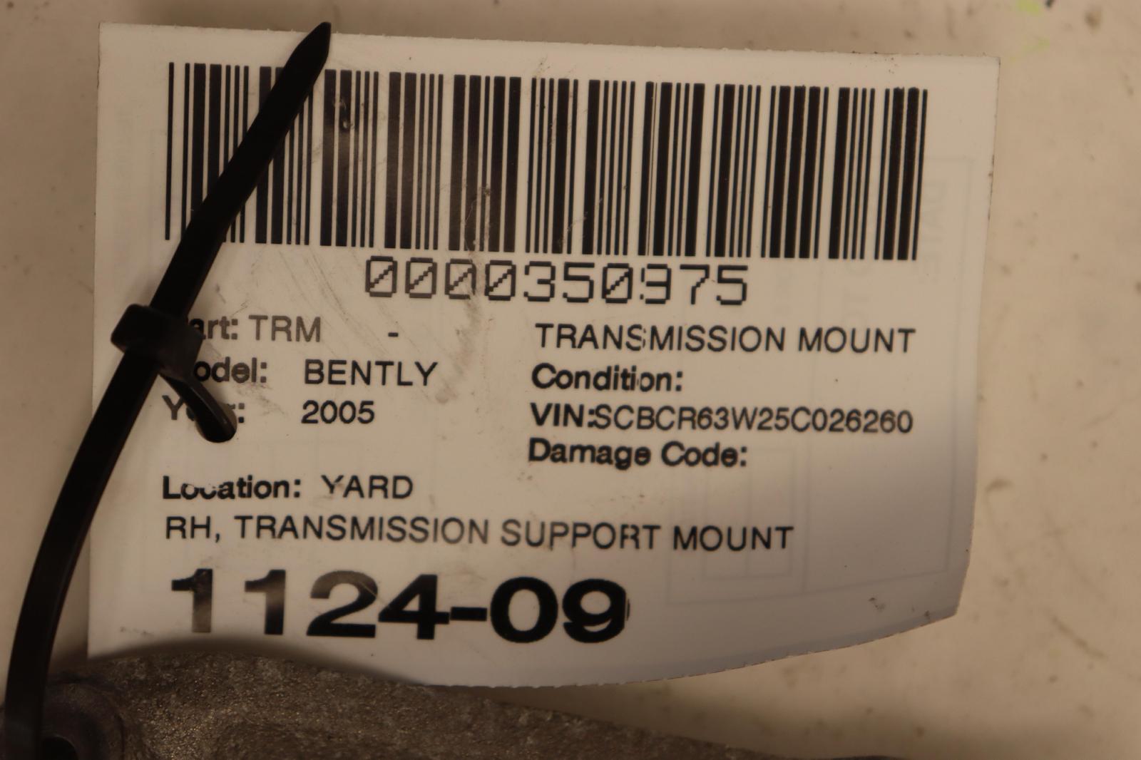 2003-2012 BENTLEY CONTINENTAL GT RIGHT TRANSMISSION SUPPORT MOUNT W/ BRACKET OEM