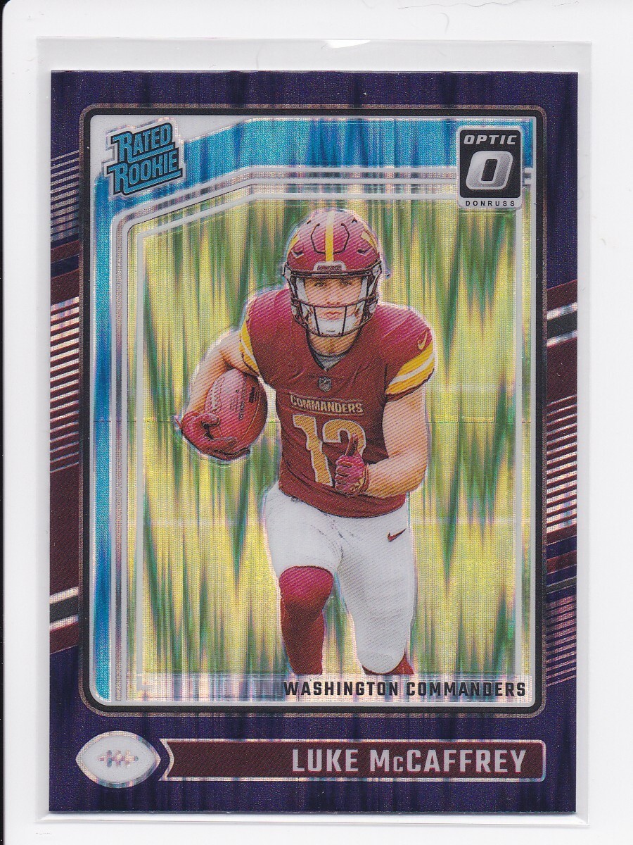 2024 Panini Optic Luke McCaffrey RC #268 Rated Rookie Purple Shock Prizm