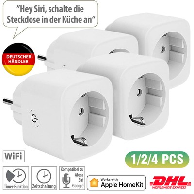 1-4x Smart Steckdose 16A WIFI WLAN Home Socket Alexa Google Fernbedienung Timer