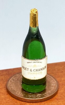 Puppenhaus Champagner Etikett auf einer Glasflasche Maßstab 1:12 Getränk Tumdee