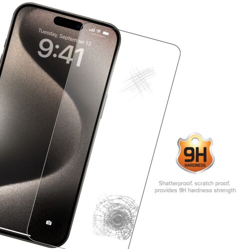 Premium Tempered Glass Screen Protector 9H Hardness for Apple iPhone 15 Pro Max - Picture 5 of 6