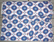 100 polyester fleece Blue, Peach, white, charcoal 2 3/4 yards  NEW