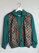 Vintage Windbreaker Jacket Christmas Holly Poinciana Green Holiday 80s 90s