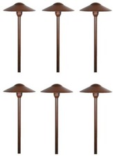 Landscape Low Voltage Lighting - Mushroom Path Light In Rust Finish Pack of 6