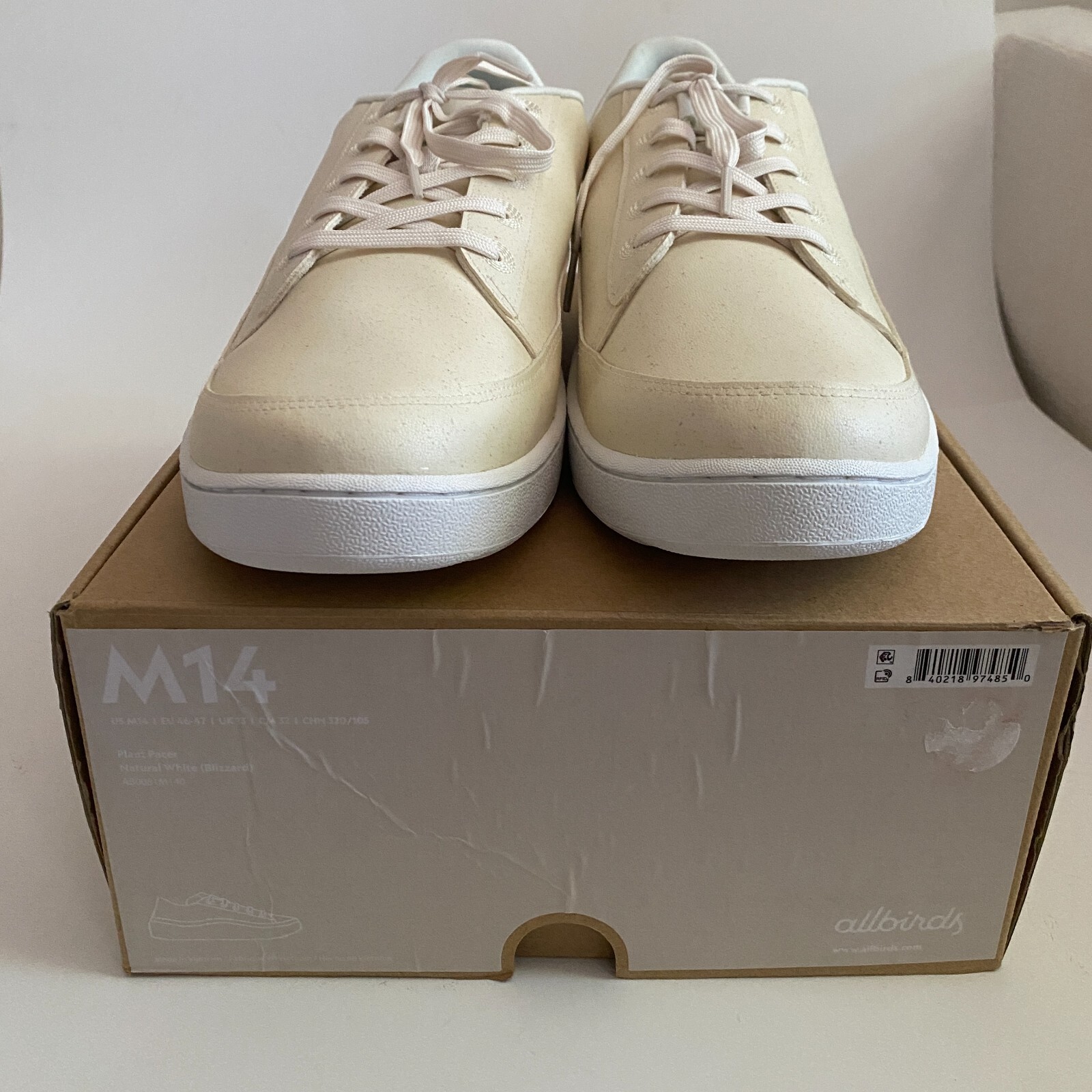 SAOLA Sneakers Allbirds Uomo Taglia 14 Bianco Naturale Suola Blizzard Plant Pacer Autunno Nuove con etichette