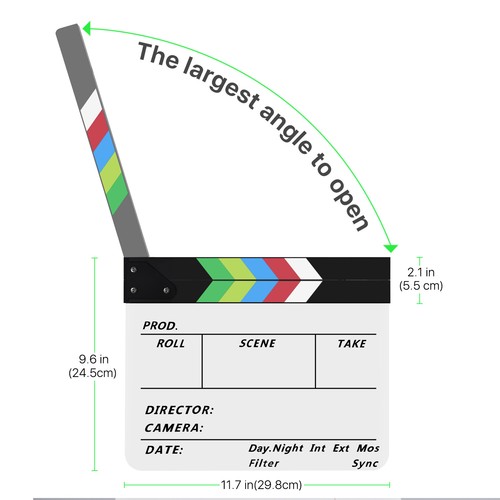 Registi Film Clapper Board Cancellazione a Secco Pellicola Ardesia 10x12" Acrilico Colore Stick - Foto 2 di 6