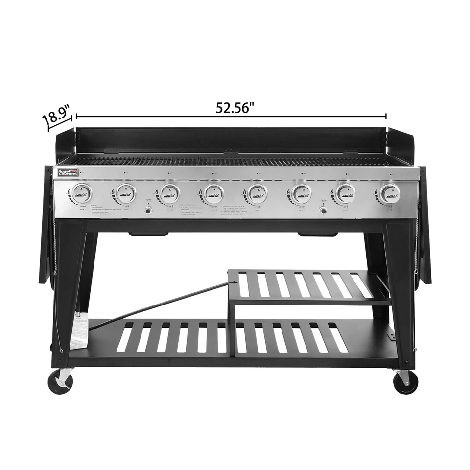 Royal Gourmet Large Event 8-Burner Propane Gas Grill Outdoor Backyard BBQ Party - Image 3 of 4